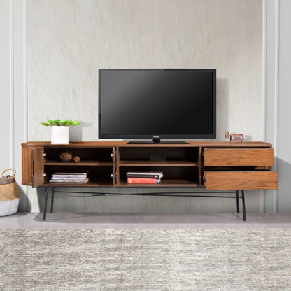 Criterion Albany Entertainment Unit, TV Cabinet 1800mm Semi-Assembled, Powder Coated Steel Legs Dark Ash
