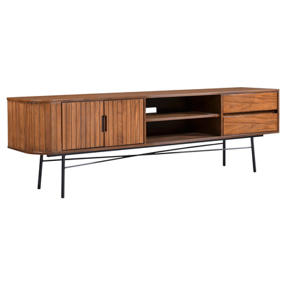 Criterion Albany Entertainment Unit, TV Cabinet 1800mm Semi-Assembled, Powder Coated Steel Legs Dark Ash