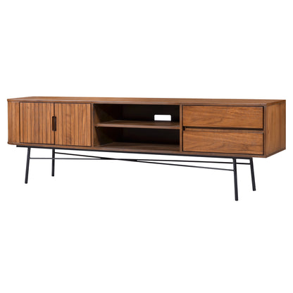 Criterion Albany Entertainment Unit, TV Cabinet 1800mm Semi-Assembled, Powder Coated Steel Legs Dark Ash