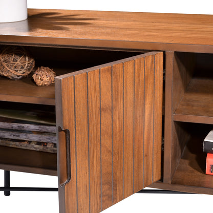 Criterion Albany Entertainment Unit, TV Cabinet 1800mm Semi-Assembled, Powder Coated Steel Legs Dark Ash