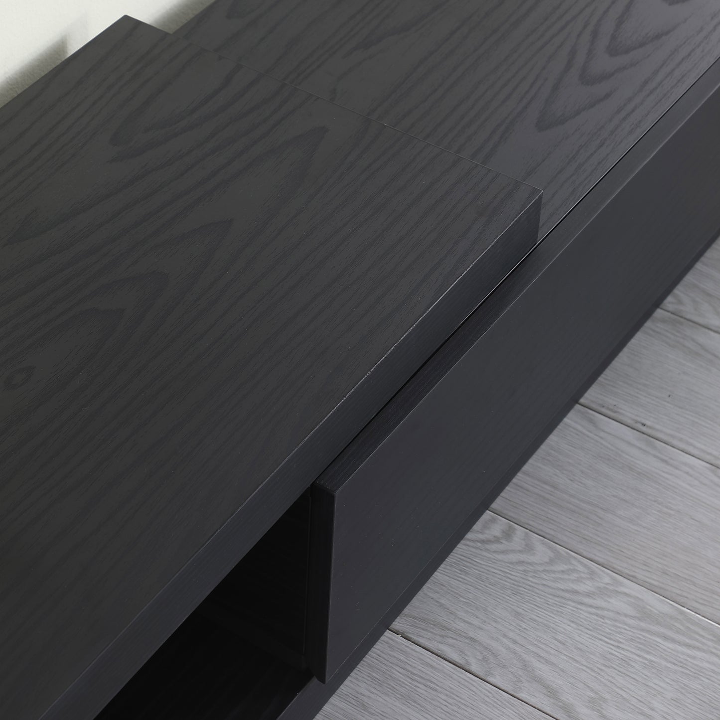 Criterion Durham Extendable TV Unit, Entertainment Cabinet, 190cm Low Line Black Oak Lifestyle Image Detail