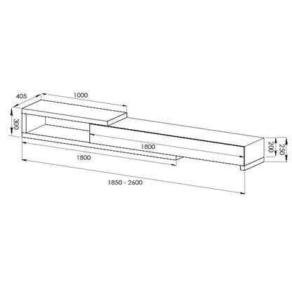 Criterion Durham Extendable TV Unit, Entertainment Cabinet, 190cm Low Line Oak