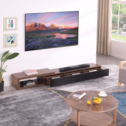 Criterion Durham Extendable TV Unit, Entertainment Cabinet, 190cm Low Line Dark Oak