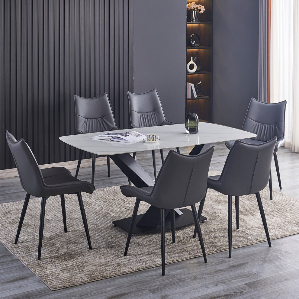 Criterion Element Dining Table 1600mm White Grey Sintered Stone ...