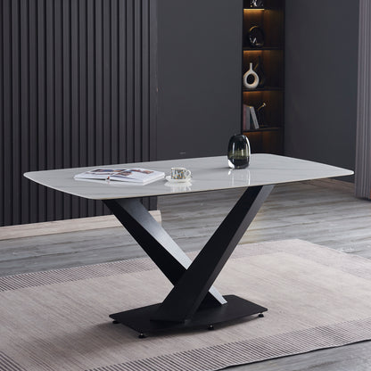 Criterion Element Dining Table 1600mm White Grey Sintered Stone