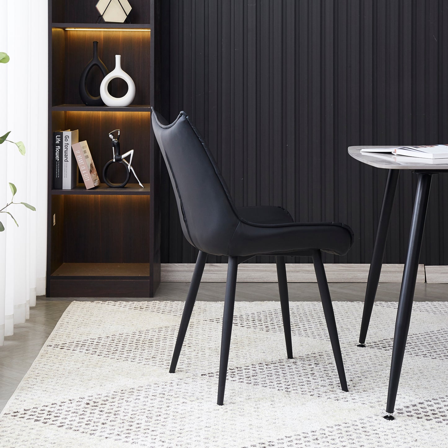 Criterion Jett Dining Chair 830mm PU Leather Cushioned Seat, Carbon Steel Frame Black