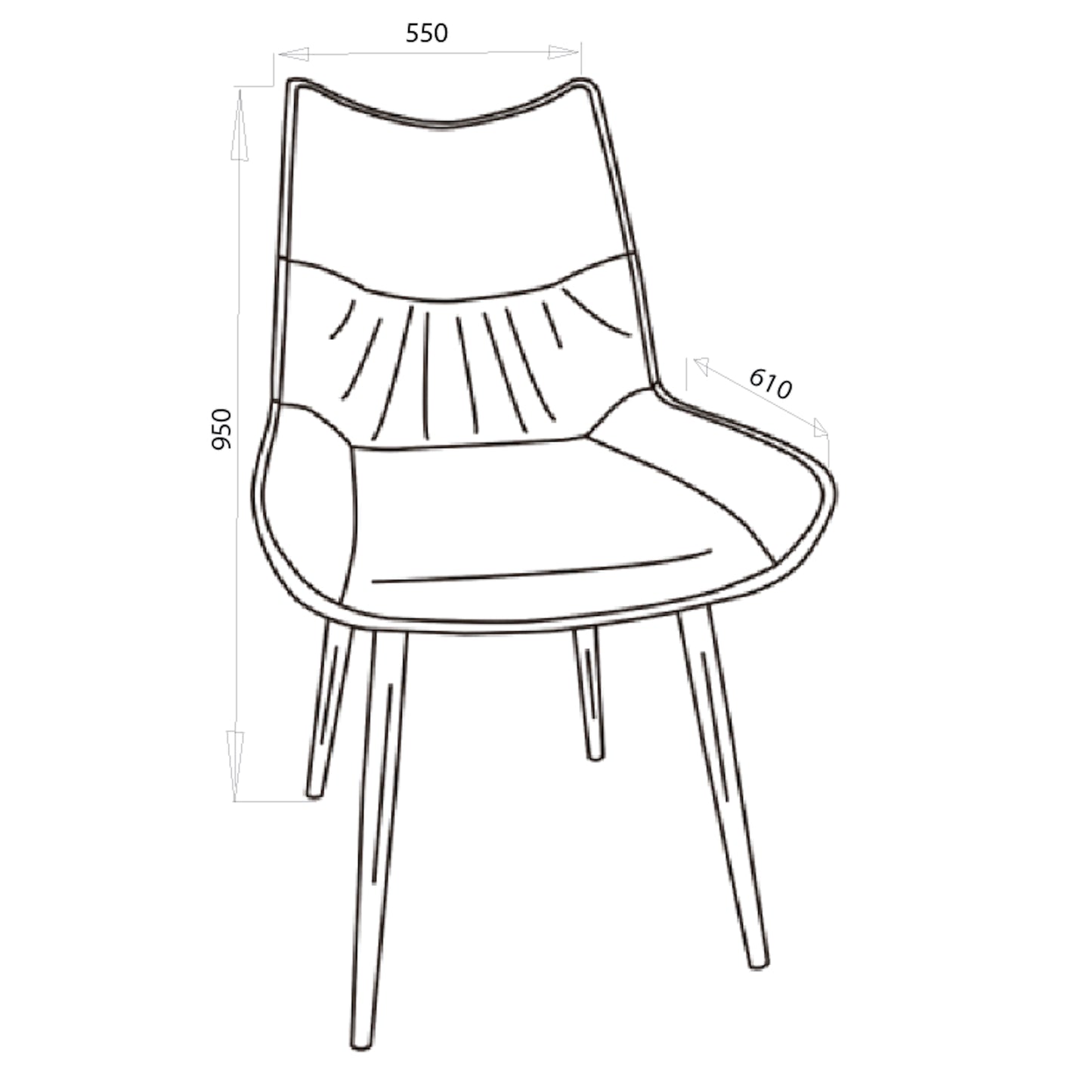 Criterion Jett Dining Chair 830mm PU Leather Cushioned Seat, Carbon Steel Frame Grey