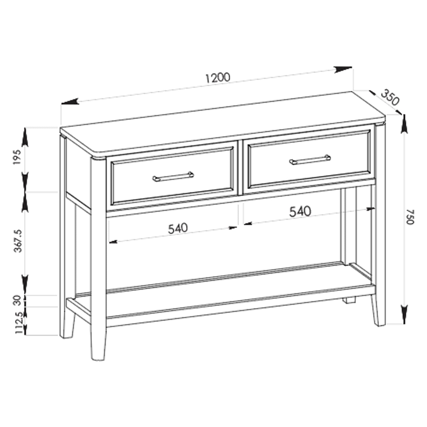 Criterion Kennedy Console Table 1200mm Semi-Assembled Stained Oak Veneer