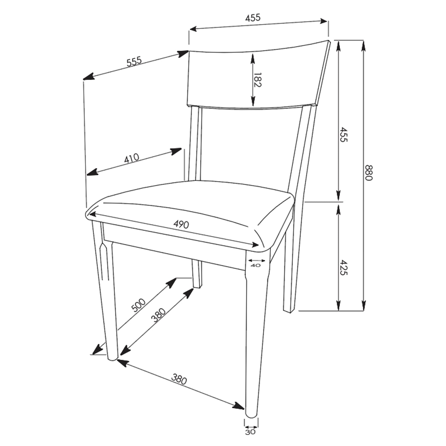 Criterion Kennedy Dining Chair 875mm Solid Wood Legs Stained Oak Veneer