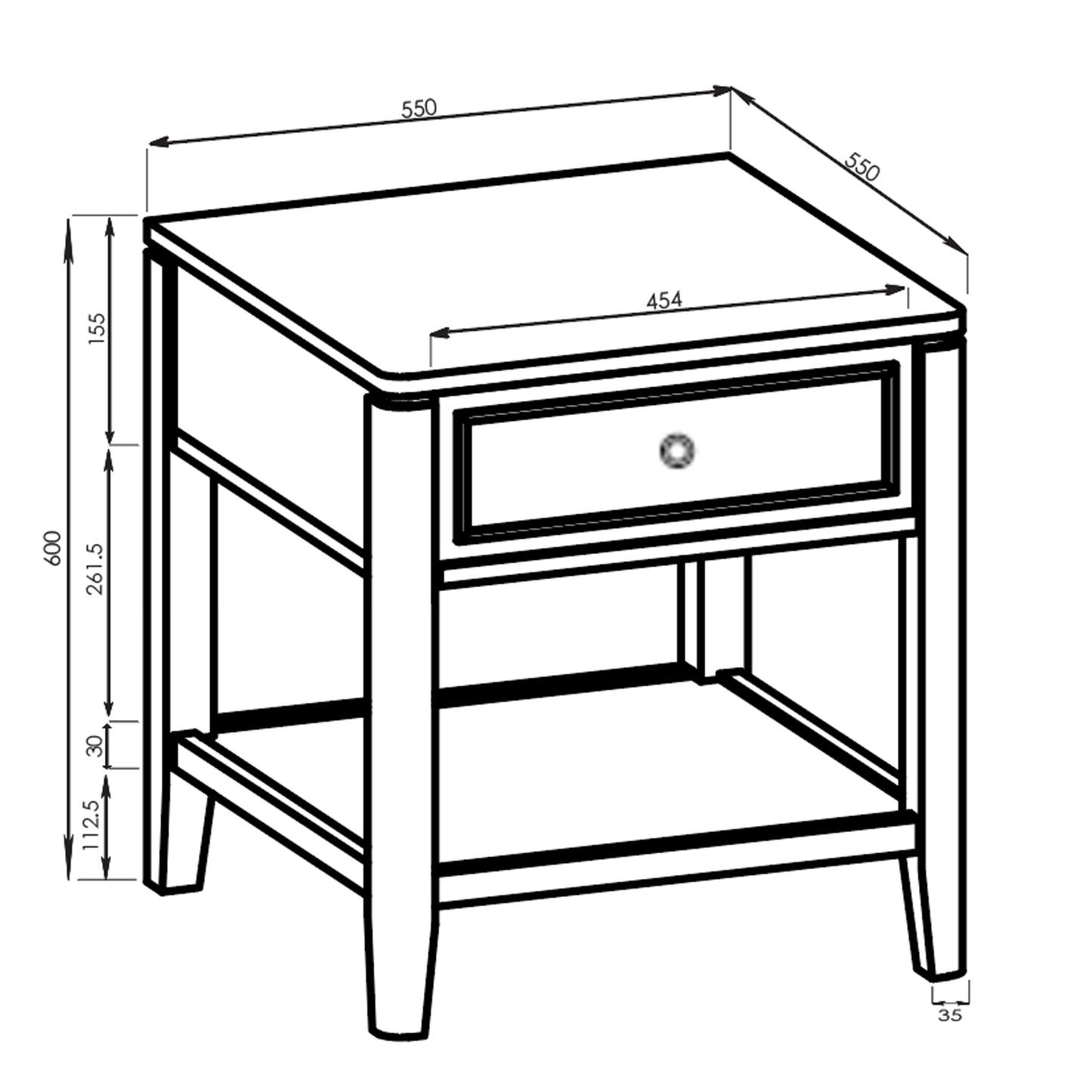 Criterion Sorrento End Table 550mm Semi-Assembled White Oak Veneer