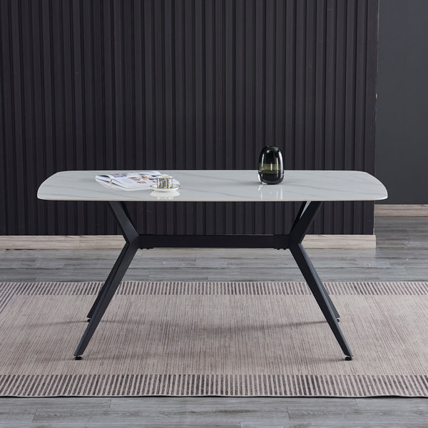 Criterion Phoenix Dining Table 1600mm White Grey Sintered Stone ...