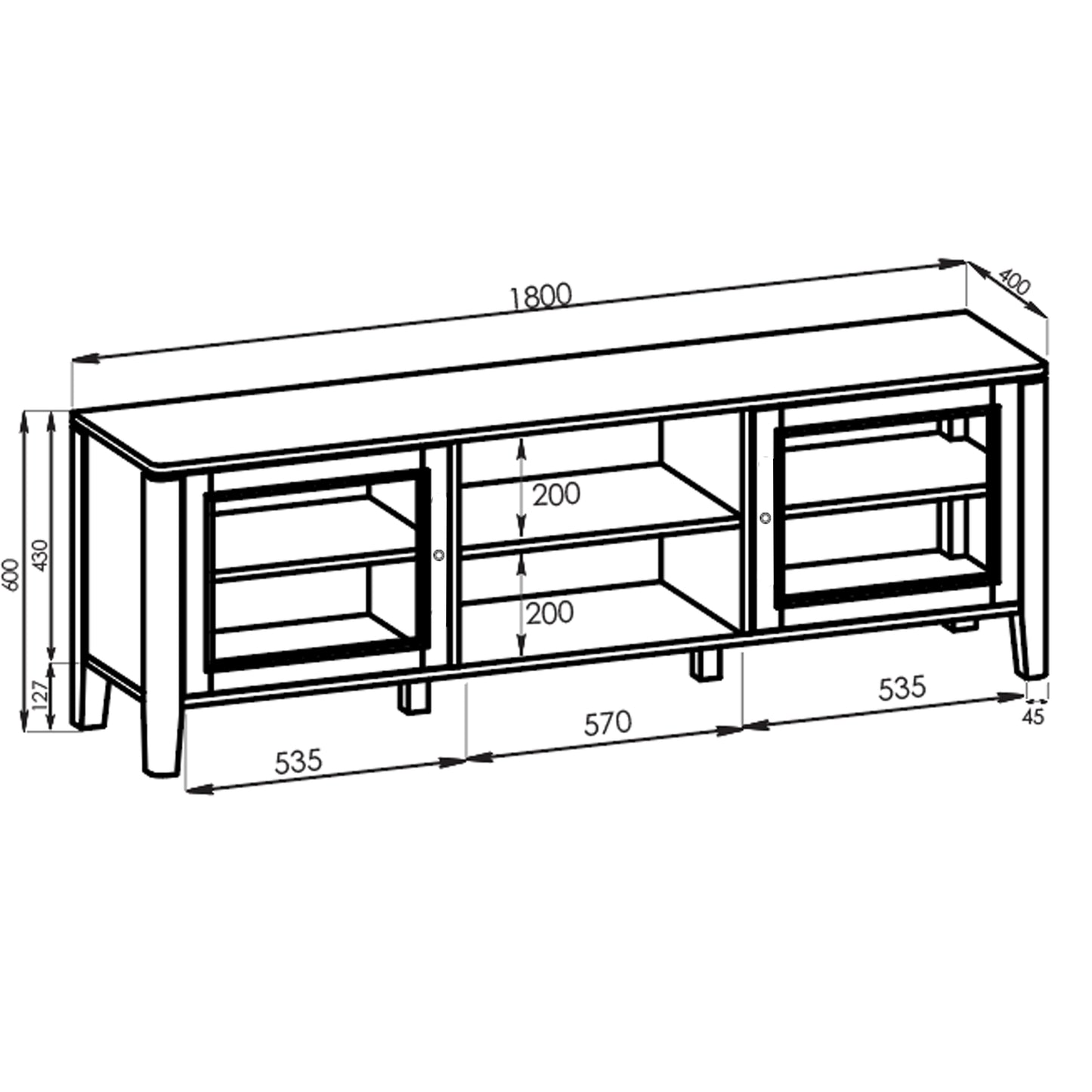 Criterion Sorrento Entertainment Unit 1800mm Semi Assembled White Oak Veneer