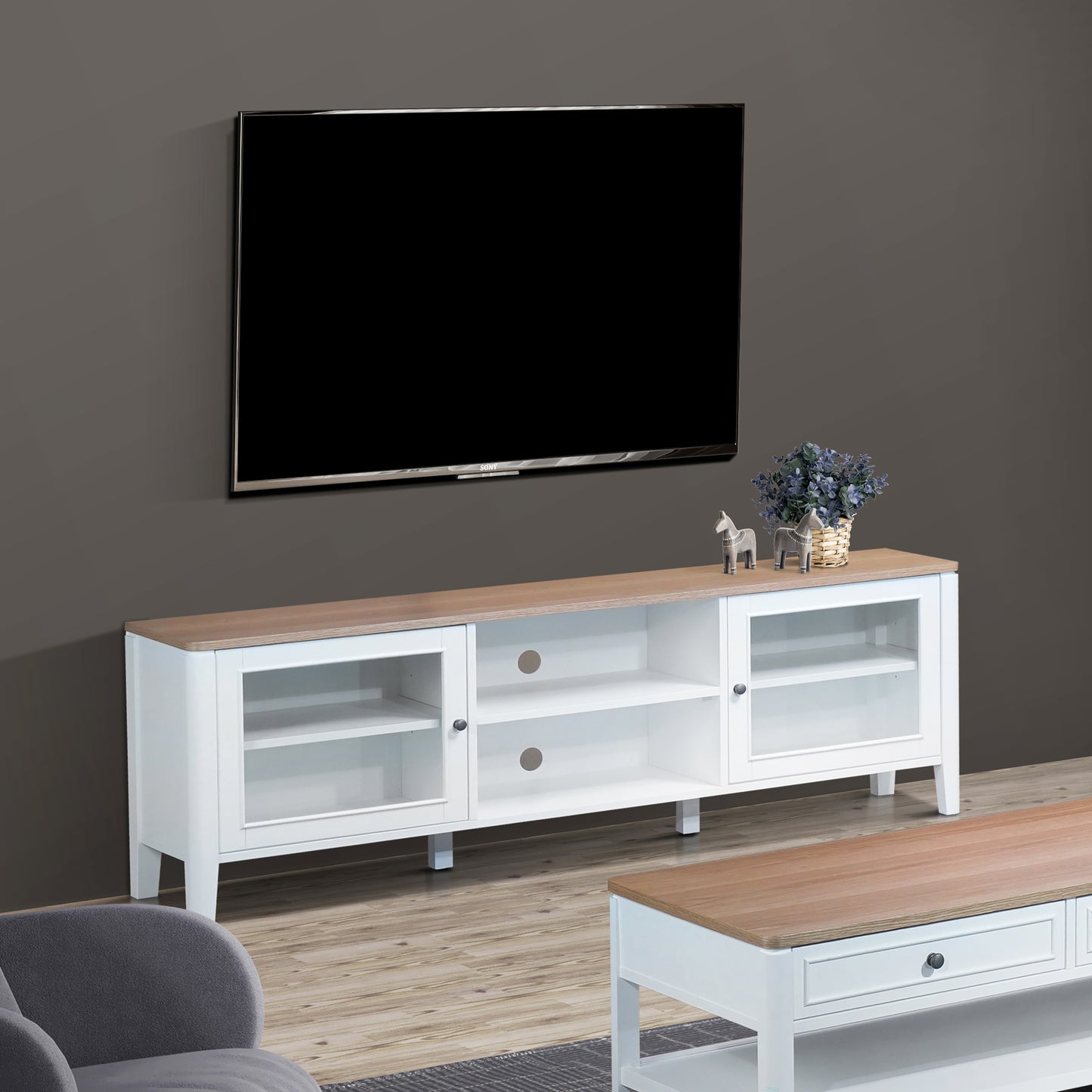 Criterion Sorrento Entertainment Unit 1800mm Semi Assembled White Oak Veneer