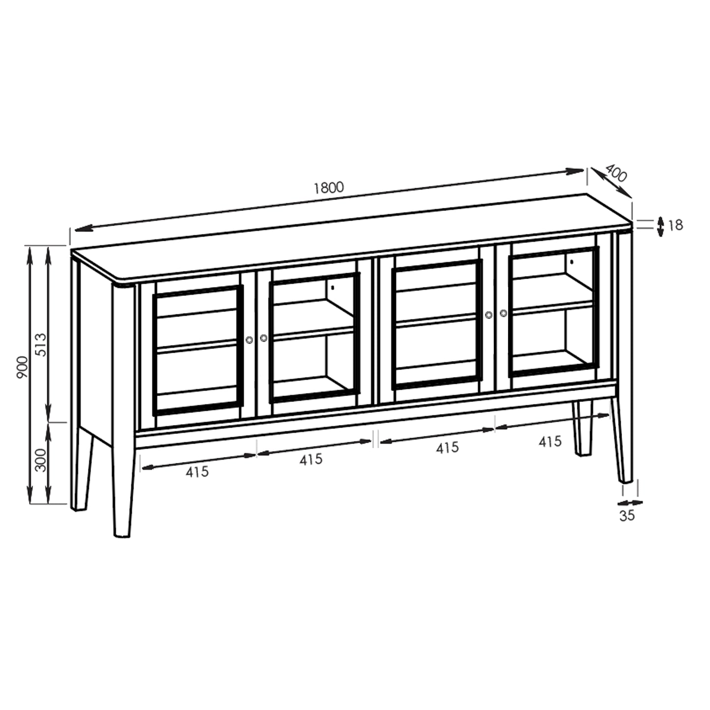 Criterion Sorrento Buffet, Side Board 1800mm Semi-Assembled White Oak Veneer