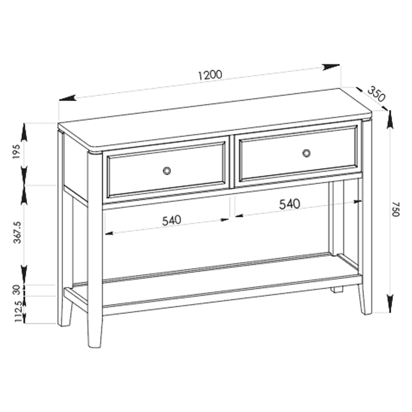 Criterion Sorrento Console Table 1200mm Semi-Assembled White Oak Veneer