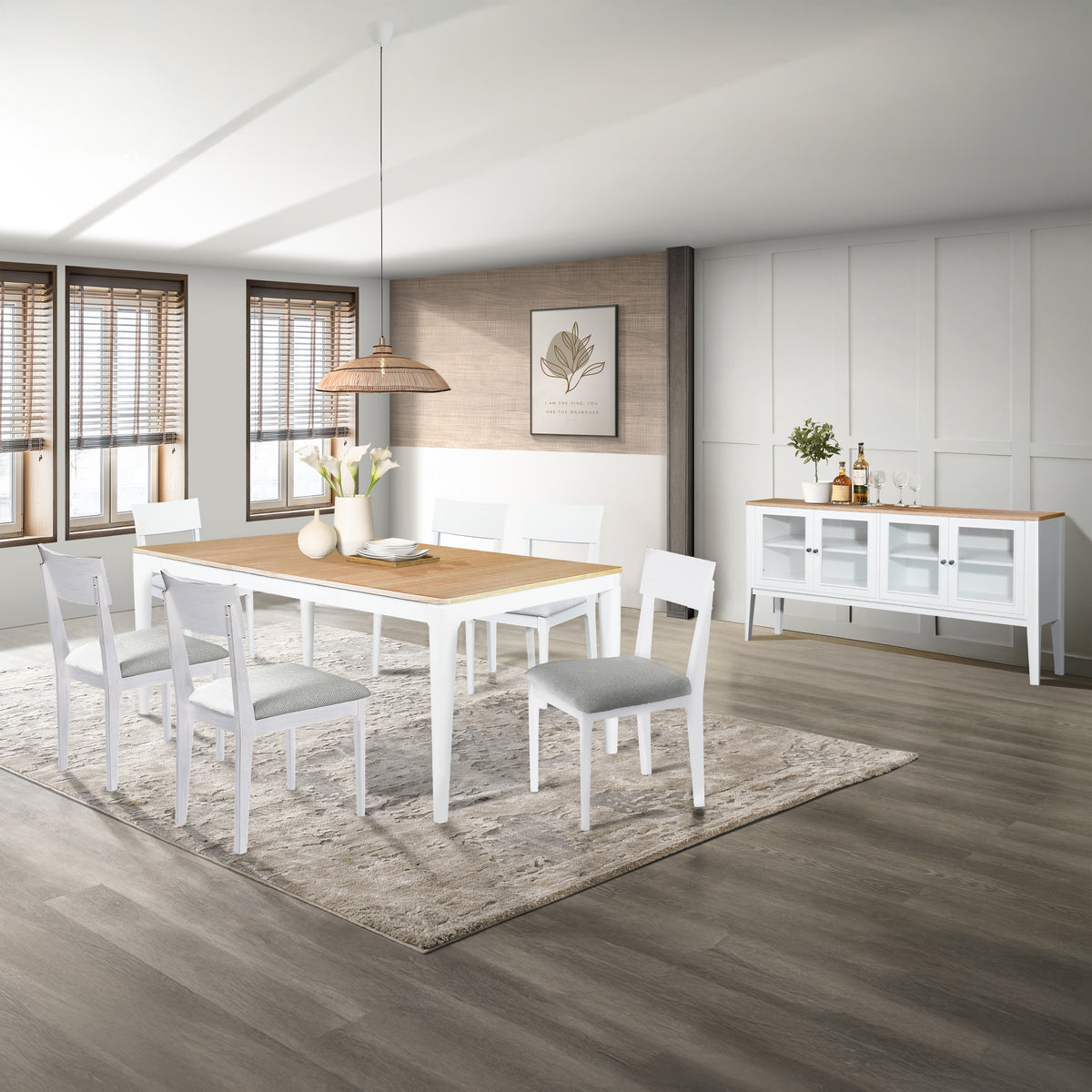 Criterion Sorrento Extendable Dining Table 1600-2050mm White Oak Venee ...