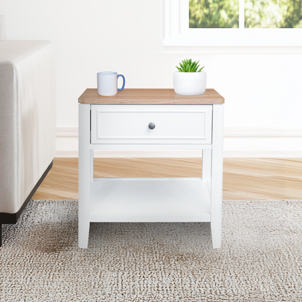 Criterion Sorrento End Table 550mm Semi-Assembled White Oak Veneer ...