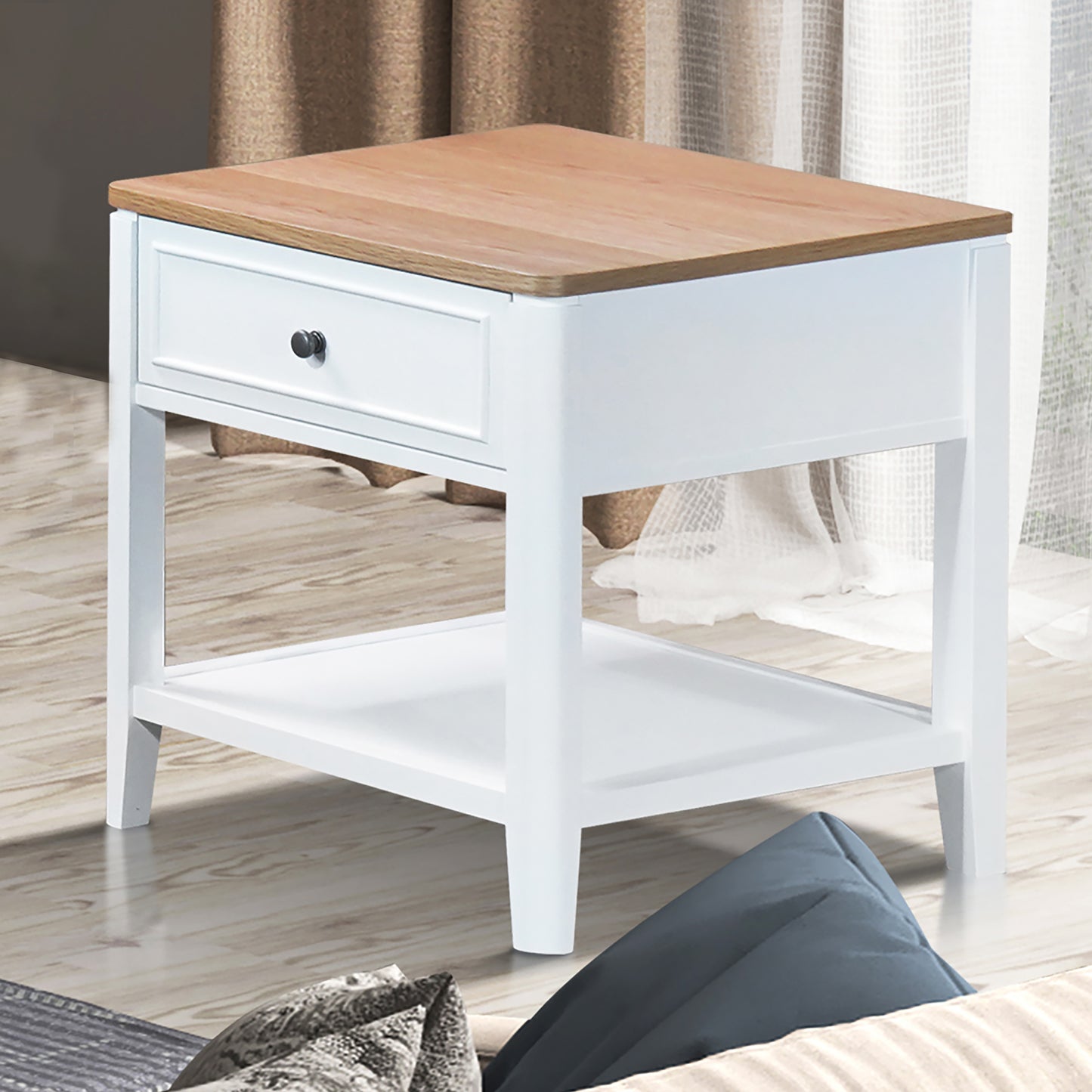 Criterion Sorrento End Table 550mm Semi-Assembled White Oak Veneer