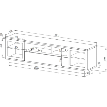Criterion Zaire TV Cabinet, Entertainment Unit 2200mm Semi-Assembled Black
