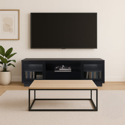Criterion Zaire TV Cabinet, Entertainment Unit 1800mm Semi-Assembled Black