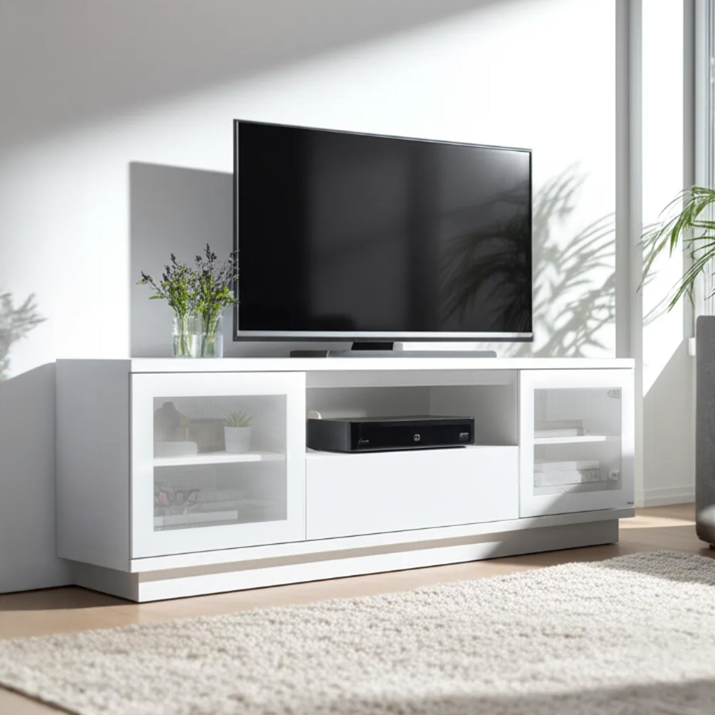 Criterion Zaire TV Cabinet, Entertainment Unit 1800mm Semi-Assembled White