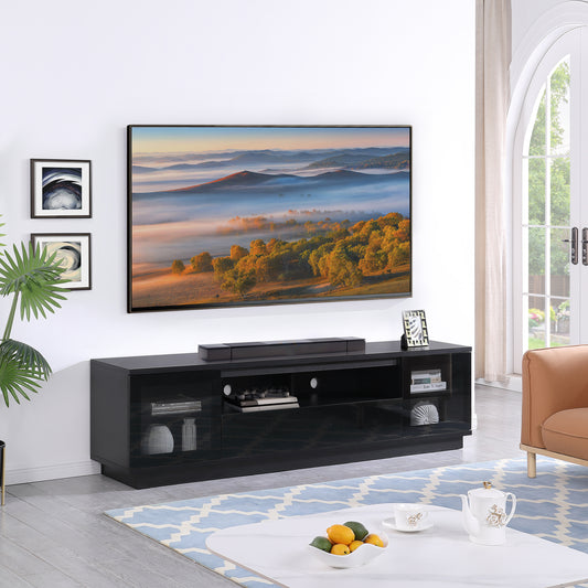 Criterion Zaire TV Cabinet, Entertainment Unit 2200mm Semi-Assembled Black