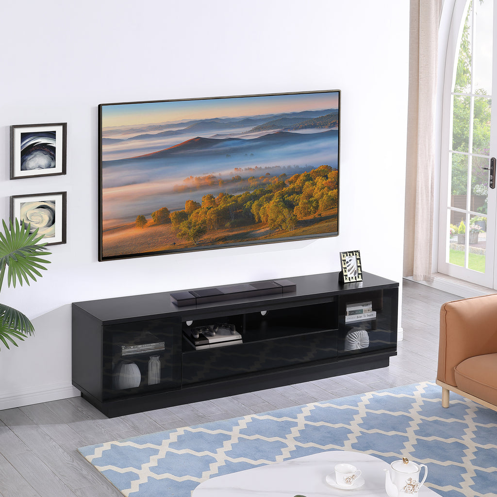 Criterion Zaire TV Cabinet, Entertainment Unit 2200mm Semi-Assembled Black