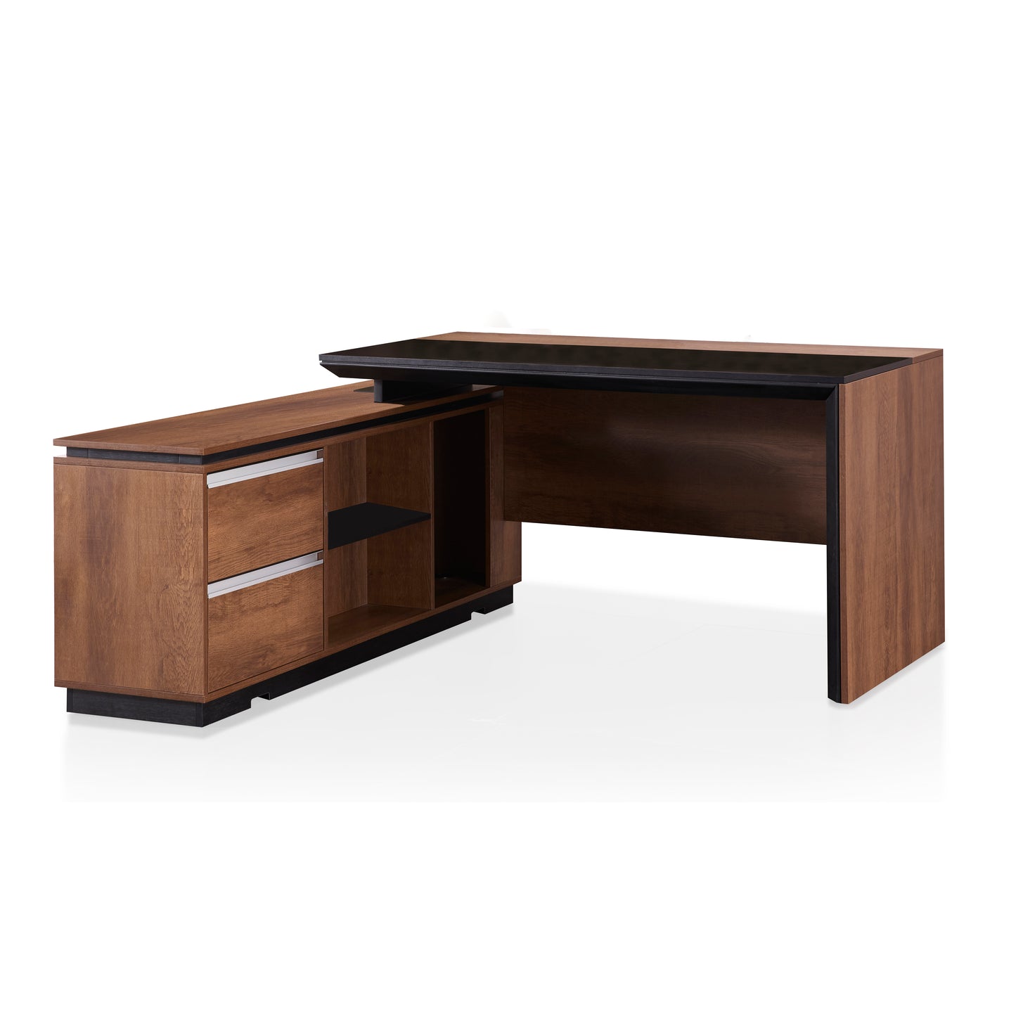 Criterion Mentor Executive Desk 1600mm Dark Oak Black Left Hand Return