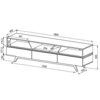 SILVERTON1800 TV Unit Oak by Criterion™ Furniture > Entertainment Centers & TV Stands HLS